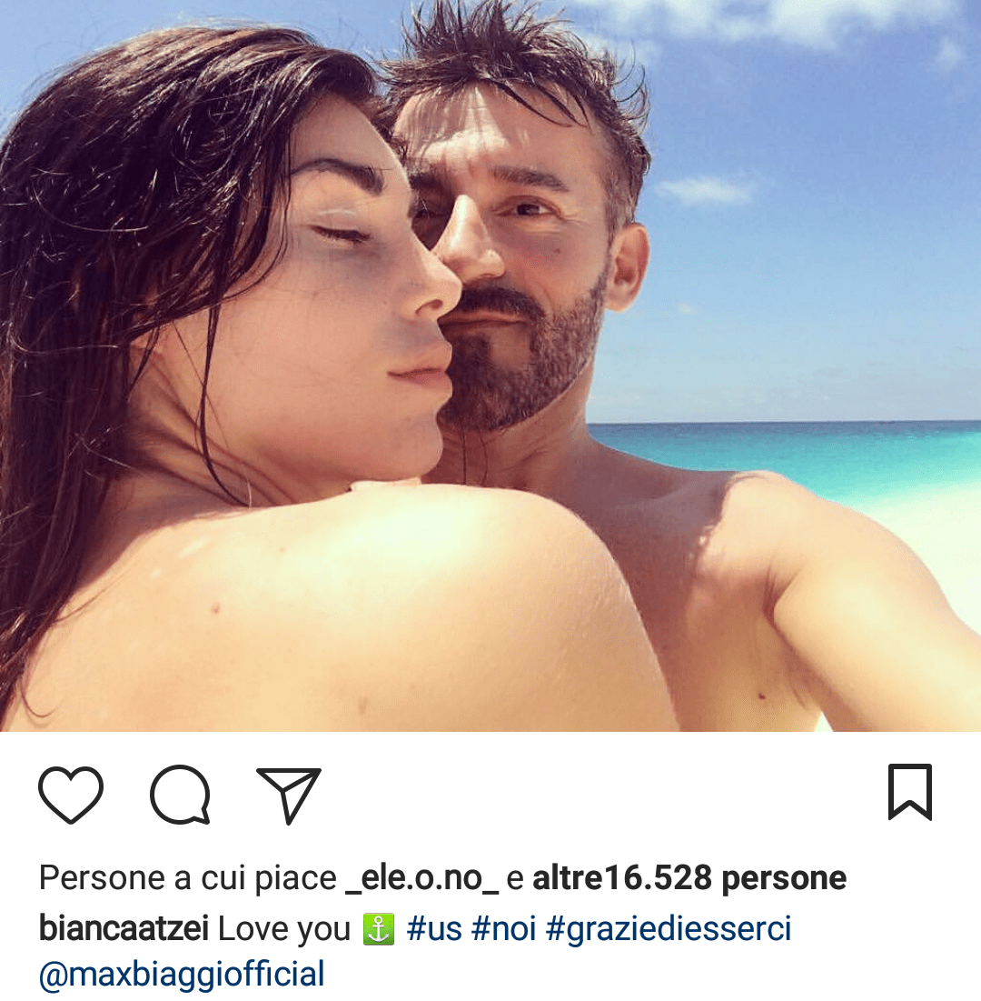 Atzei e Biaggi in uno degli ultimi scatti insieme su Instagram
