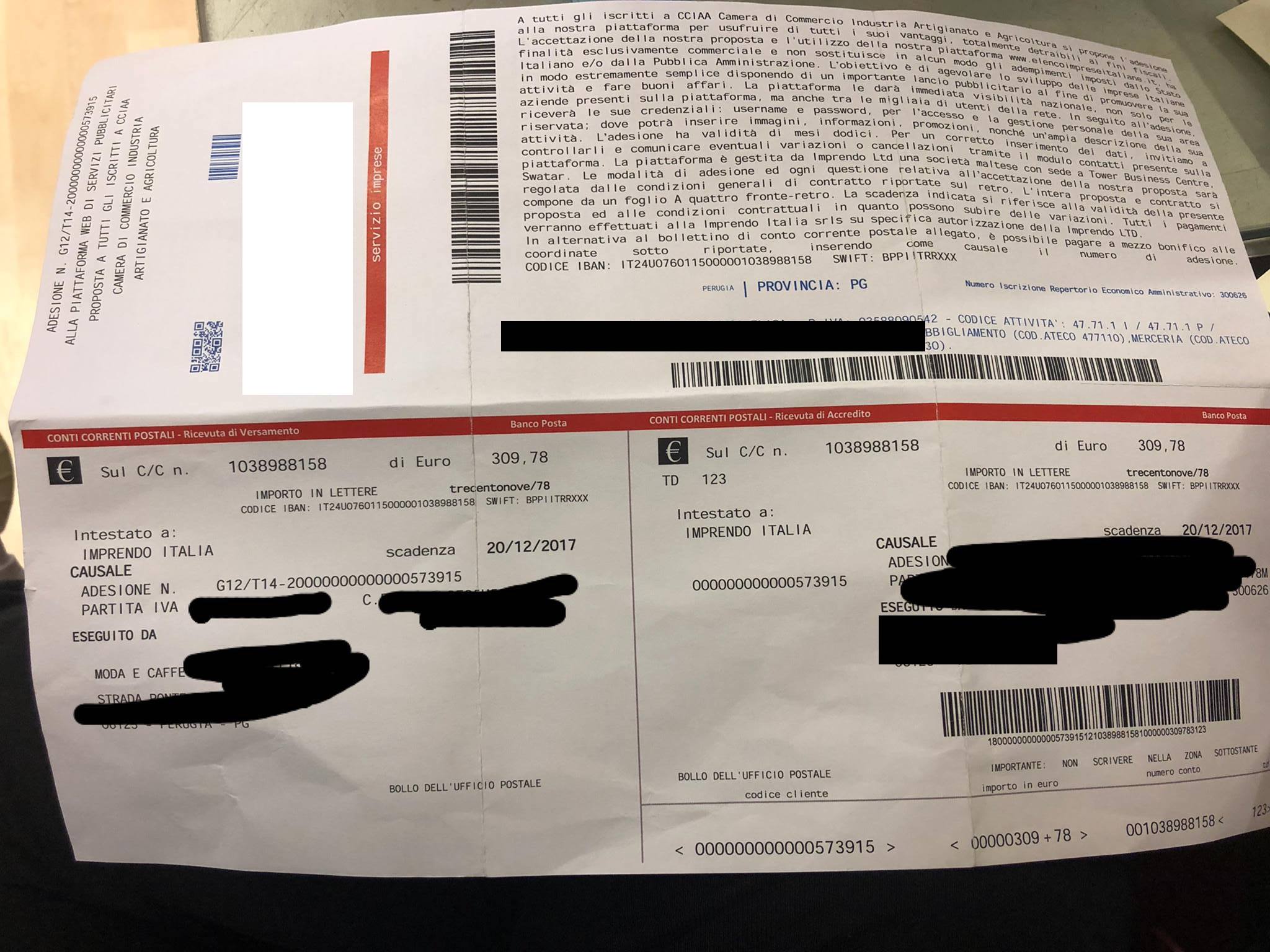 La foto del bollettino postata su Facebook