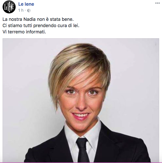 Il messaggio sulla pagina Facebook de Le Iene