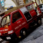 L'intervento dei vigili del fuoco in centro a Perugia