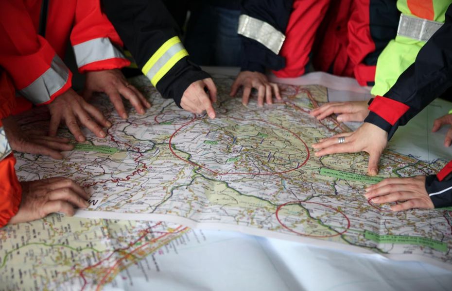 Ricerche su mappa, protezione civile. Repertorio