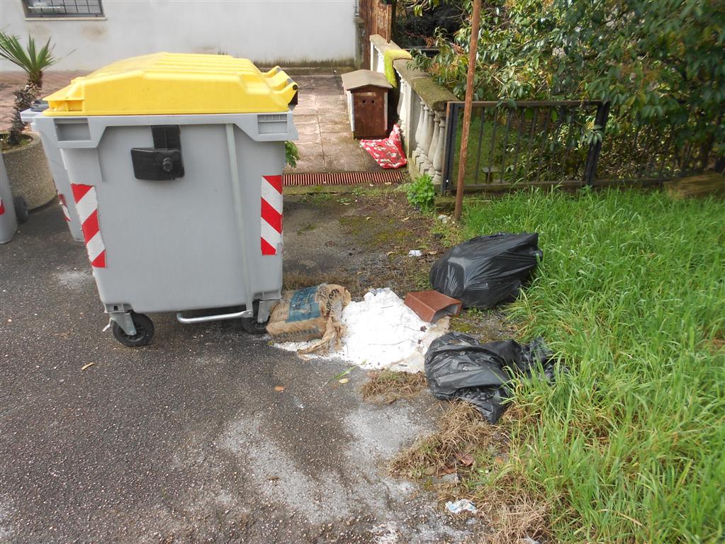 I rifiuti abbandonati in via Pieve di Campo 38 (foto Gino Goti)