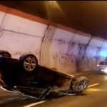 Auto ribaltata in galleria a Perugia