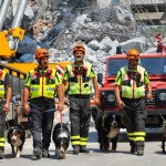 I vigili del fuoco umbri intervenuti a Genova dopo il crollo del ponte Morandi