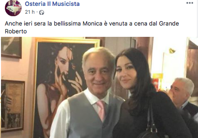 Il post dell'Osteria Il Musicista su facebook