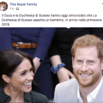 L'annuncio della Royal Family su Facebook