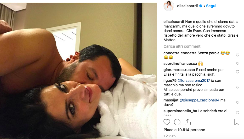 Il post di Elisa Isoardi su Instagram