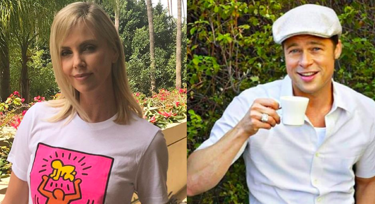 Charlize Theron e Brad Pitt (foto Instagram)