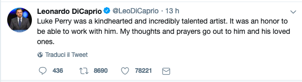Il tweet di DiCaprio