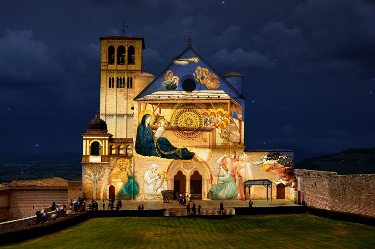 proiezione Presepe Basilica San Francesco Assisi 2021