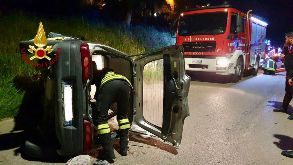Incidente a Petrella: auto si ribalta sulla strada e urta un pedone
