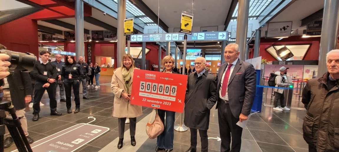 500mila passeggeri aeroporto Umbria