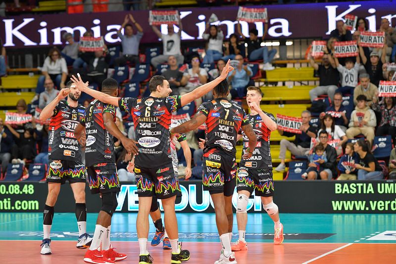 esultanza durante Sir Susa Vim PERUGIA vs Farmitalia CATANIA