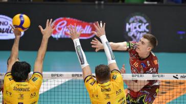 Valsa Group MODENA vs Sir Susa Vim PERUGIA, 4a giornata girone di ritorno regular season Superlega Credem Banca, presso PalaPanini Modena, sabato 20 gennaio 2024. Foto Michele Benda.