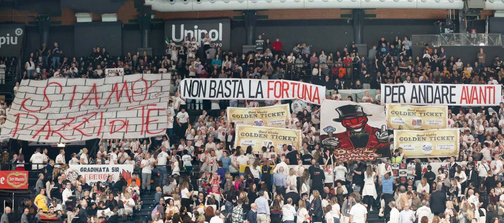 Sir Susa Vim Perugia x Allianz Milano 27.gen.2024 semi finale Coppa Italia durante Sir Susa Vim Perugia - Allianz Milano, Semifinale Del Monte® Coppa Italia SuperLega - Pallavolo Maschile, Volley Volleyball presso Unipol Arena Casalecchio di Reno, Bologna IT, 27 gennaio 2024. Foto: Oreste Testa [riferimento file: 2024-01-27/0P5A8289-Pano]