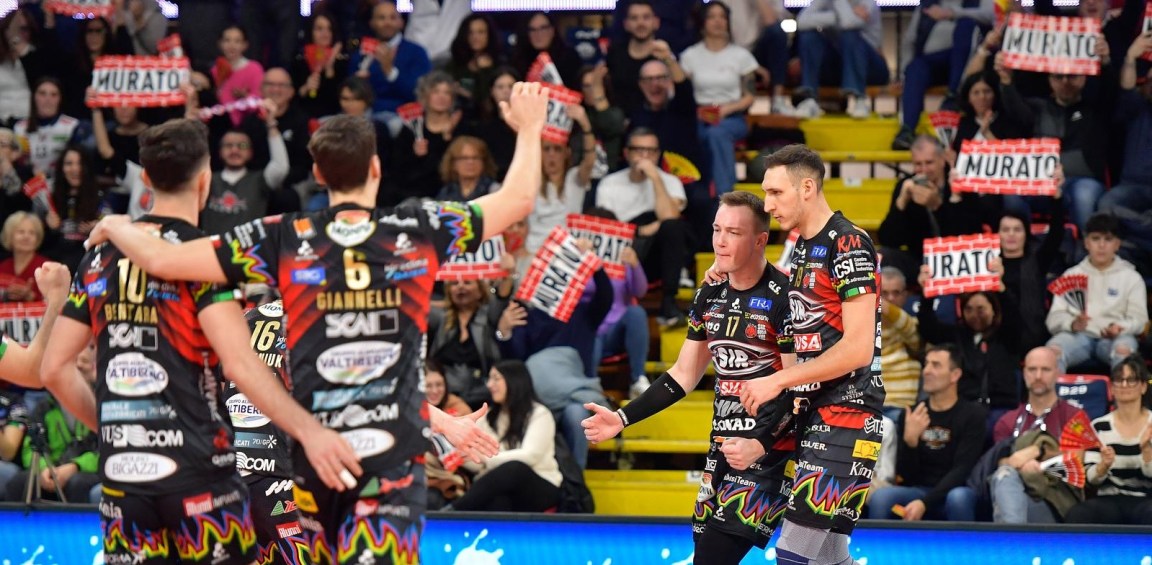 … durante Sir Susa Vim PERUGIA vs Itas TRENTINO, 11ª giornata girone di ritorno regular season Superlega Credem Banca - Campionato italiano di Pallavolo Maschile - Volley Volleyball presso PalaBarton Perugia IT, 25 febbraio 2024. [ID: 20240225/_MB55786] Foto: