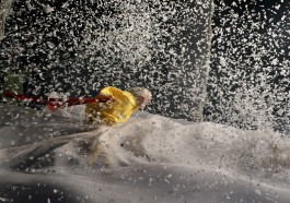 Slava Snowshow Yellow clown in storm by Vladimir Mishukov