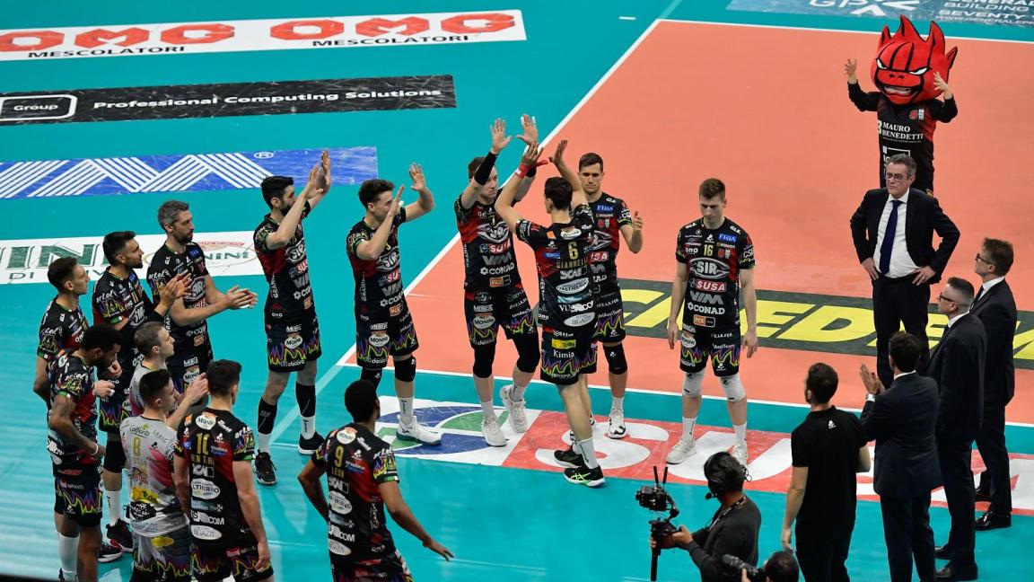 Sir Susa Vim PERUGIA vs Mint Vero Volley MONZA, Gara 3 Finale Scudetto Play-Off Superlega Credem Banca - Campionato italiano di Pallavolo Maschile - Volley Volleyball presso PalaBarton Perugia IT, 25 aprile 2024. [ID: 20240425/_MB58278] Foto: Michele Benda