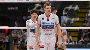 durante Sir Susa Vim PERUGIA vs Allianz MILANO, Gara 1 Semifinale Play-Off Superlega Credem Banca - Campionato italiano di Pallavolo Maschile - Volley Volleyball presso PalaBarton Perugia IT, 31 marzo 2024. [ID: 20240331/_MB50968] Foto: Michele Benda