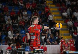 Cucine Lube CIVITANOVA vs Sir Susa Vim PERUGIA, Gara 2 Semifinali PlayOff Superlega Credem Banca - Campionato italiano di Pallavolo Maschile - Volley Volleyball at Eurosuole Forum Civitanova Marche IT, 12 aprile 2025. Photo ©2025 Michele Benda