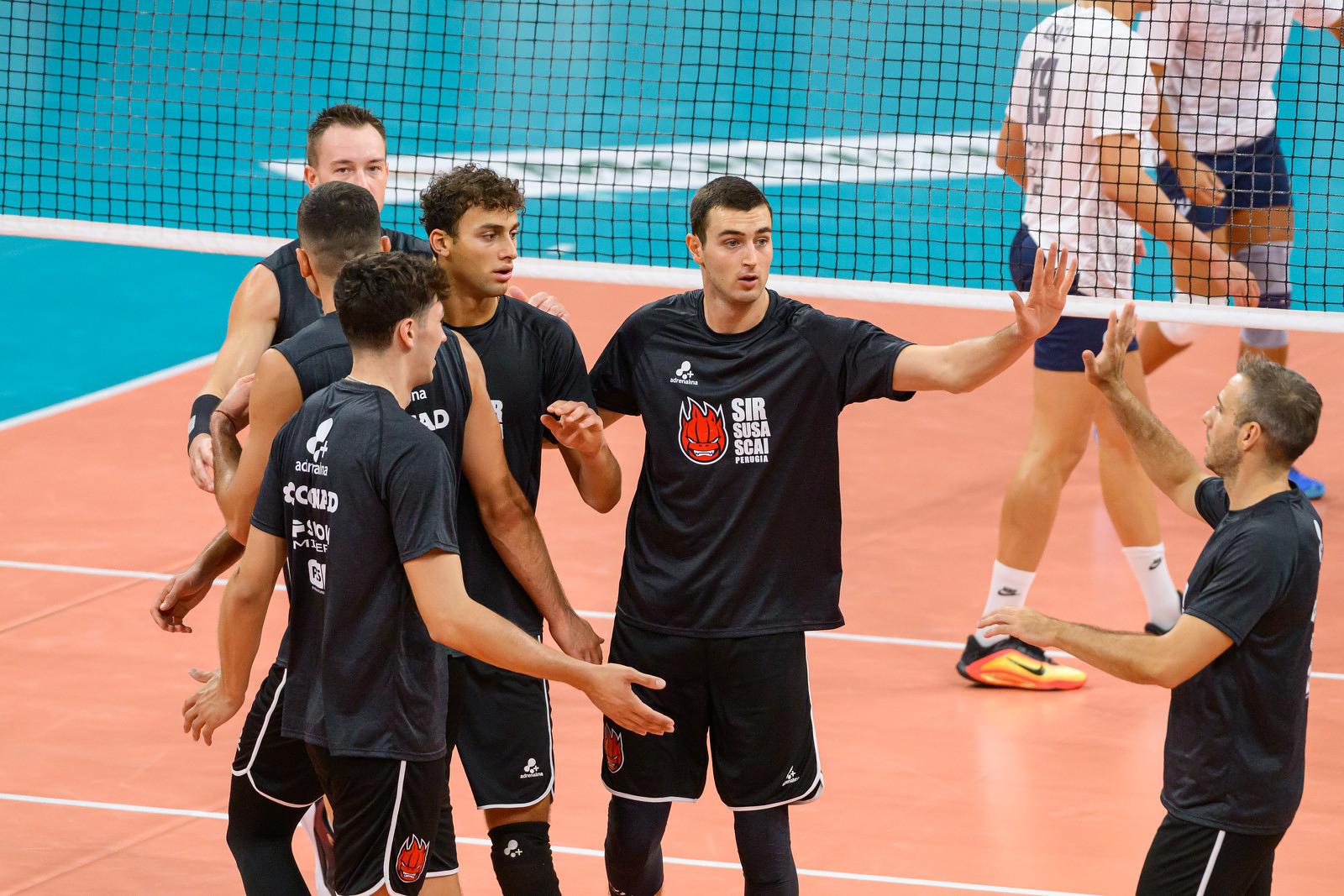 Sir Susa Scai PERUGIA vs CISTERNA Volley, amichevole | Superlega Credem Banca, Pallavolo Maschile, Volley, Men's Volleyball presso PalaBartonEnergy Perugia IT, 13 settembre 2025. [foto_ID: 20250913_MB61888] Foto: Michele Benda