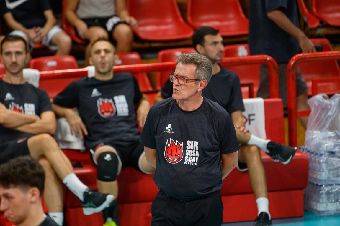 Sir Susa Scai PERUGIA vs CISTERNA Volley, amichevole | Superlega Credem Banca, Pallavolo Maschile, Volley, Men's Volleyball presso PalaBartonEnergy Perugia IT, 13 settembre 2025. [foto_ID: 20250913_MB62161] Foto: Michele Benda