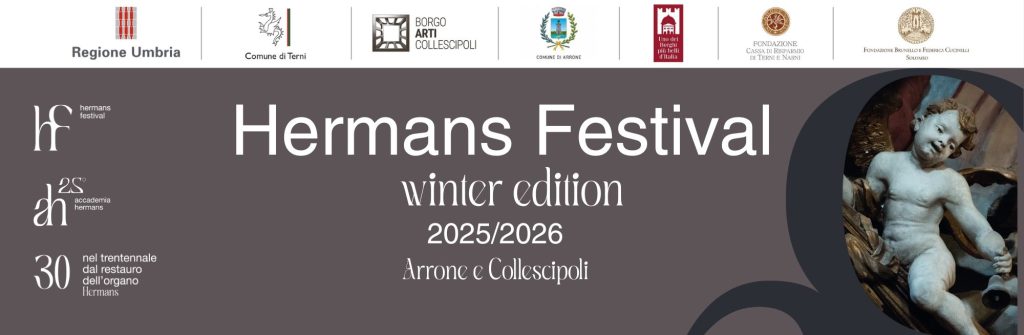 Banner for the Hermans Festival, winter edition 2025/2026, featuring event details and logos from various organizations.