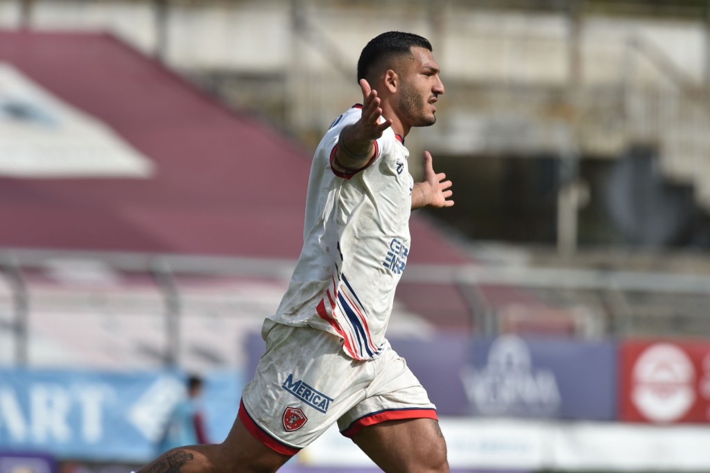 Arezzo Perugia l'esultanza di Montevago dopo il gol dello 0-1 7oz.-RIPRODUZIONE VIETATA