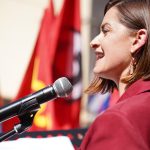 La sindaca Ferdinandi durante le celebrazioni del 25 Aprile (foto di Tommaso Benedetti)